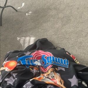 Black Tune Squad Hoodie with Cartoon Graphics